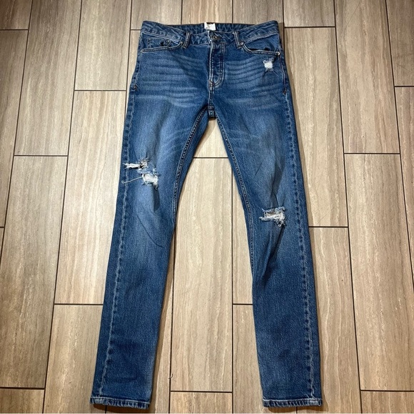 Top shop Man Stretch Skinny Medium Wash Denim Jeans Size 32/34 - Picture 1 of 7